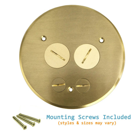 Screw Cap Floor Box Cover Kit 5.5 Inch Brass Twist Lock With Flip Up Flange, screws included