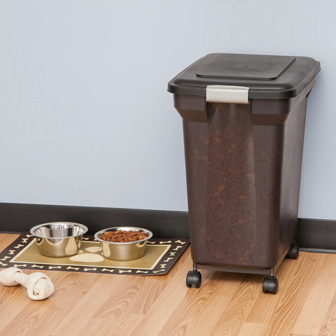 WeatherPro Airtight Pet Food Storage Container With Wheels Holds Up To 40 Lbs Of Dry Food Keeps Fresh Longer Translucent Body