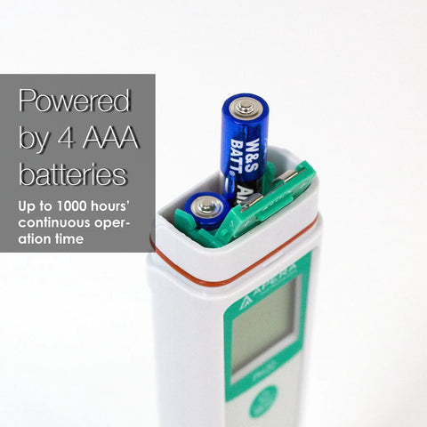 Value Series EC20 Conductivity Pocket Tester Kit With BPB Sensor Auto Calibration And Auto Temperature Compensation 0 To 20 mS Per Centimeter 1 Percent FS Large Clear LCD Compact Portable Meter For Water Quality, top battery compartment with 4 AAA batteries