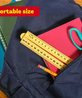 Folding Meter Stick With Inches, Centimeters, Millimeters And Meters For Quick Imperial And Metric Measurements in a backpack