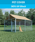 Pet area with Ninety Percent UV Blocking Heavy Duty Outdoor Shade Fabric, breathable HDPE cover, 6x100 ft in wheat, keeps it cool