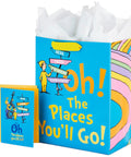 13 Inch Large Dr. Seuss Graduation Gift Bag With Tissue Paper And Card Oh The Places You'll Go For High School College Kindergarten Nursing School Grads