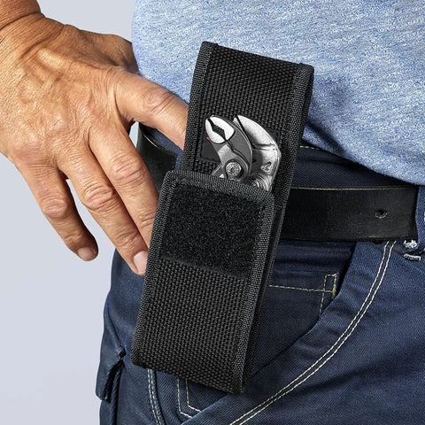 Person wearing All In One Mini Pliers Set With Belt Pouch For On The Go DIY Pros Includes Mini Pliers Wrench, Pliers And A Wrench In One Tool