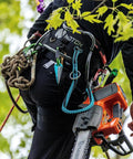 Arborist climbing tree with Quick Cinch Chainsaw Lanyard With Double End Attachments 60 Inch Reach For Easy Carabiner Storage Ring Clip On Harness Rugged Safety Lanyard Designed For Pros And Weekend Tree Guys