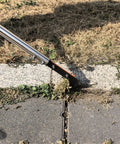 Long Reach Crack Weeder with Spring Steel L Shaped Blade and Adjustable Stainless Handle 58 Inch Weeding Tool used on sidewalk