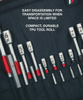 Modular T Handle Hex And Torx Wrench Set With 10 Tools In A Portable Space Saving Roll, featuring Hex T25, T30, and Hex 6.