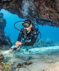 Diver using Galileo 3 Wrist Dive Computer With Transmitter Smart Pro Plus High Contrast Full Color Backlit Display underwater.