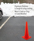 High Visibility Orange Safety Cone For Traffic And Worksites, 28 Inch Durable LDPE Cone with UV Stabilizer on wet pavement