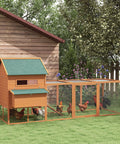 Big Ol Backyard Chicken Coop For Eight To Ten Hens With Nesting Boxes And Run In Bright Orange A Spacious Elevated Wooden Poultry Cage