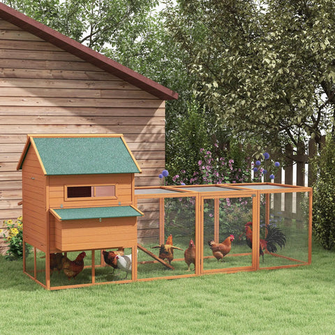 Big Ol Backyard Chicken Coop For Eight To Ten Hens With Nesting Boxes And Run In Bright Orange A Spacious Elevated Wooden Poultry Cage