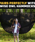 Hiker with backpack standing by Hammock Bug Net With Universal Fit For Single Or Double Setups, Mosquito Mesh For Camping