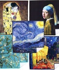Five-pack microfiber cleaning cloths with art prints of famous paintings.
