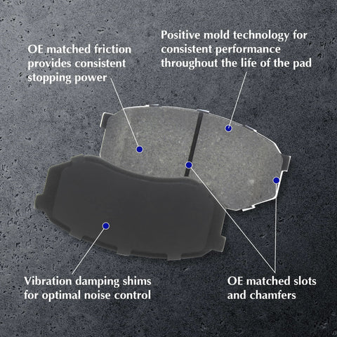 Centric C-Tek ceramic front brake pad set, two pads for Mitsubishi, Dodge and Jeep models, front view