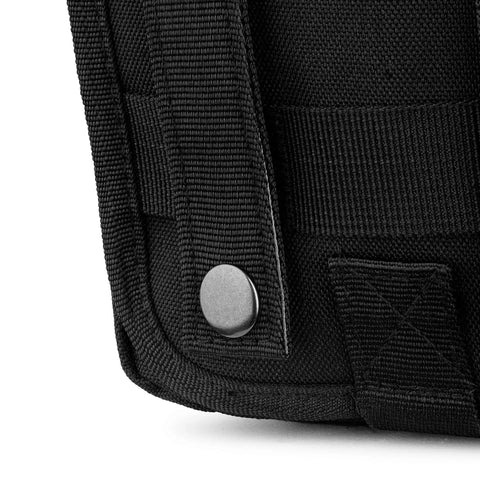 Close-up of black MOLLE pouch showing snap button detail on Beefed-Up Premium IFAK Trauma Kit MOLLE Pouch With CAT Tourniquet HyFin Chest Seal.