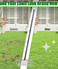 Heavy Duty Garden Rake With 11 Stainless Steel Tines And 68 Inch Handle For Leaves Thatch Debris Clean Up in use on lawn