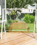 Heavy Duty Metal Porch Swing Stand For Outdoor Use 528 Lb Weight Capacity A Frame Hanging Chair Stand For Backyard Patio Lawn Playground White Stand Only on wooden deck with garden view.