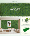 Easy Install Faux Ivy Privacy Screen Made From Artificial Boxwood Roll Panels 48 X 120 Inches Coverage About 40 Sq Ft UV Resistant Durable Green Wall Decor For Indoor Outdoor Gardens Balconies Backyards installed in a living room