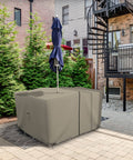 Heavy Duty Square Table And Chair Set Cover With Umbrella Hole, 12 Oz Waterproof PVC Coated Polyester, All Weather UV Resistant