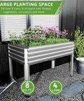 Two Pack Galvanized Raised Garden Beds With Legs, 48 By 24 By 30 Inches, Heavy Duty Metal Planter Box filled with plants