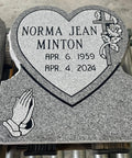 Heart Cemetery Memorial Headstone And Base With Two Design Options, Custom Engraved Gray Granite Upright Monument