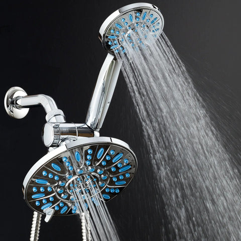 Antimicrobial Anti-Clog High-Pressure 30-Setting Rain Shower Head With Microban Nozzle Protection To Fight Mold Mildew Bacteria