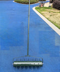 21 Inch Lawn Aerator Workhorse Heavy Duty Manual Tool With 50 Inch Metal Handle on blue surface