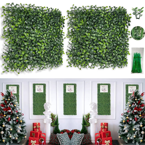 Ultra Dense Faux Boxwood Wall Panels 10-Inch By 10-Inch Set Of 10 Real Privacy For Outdoor Fences UV Resistant Greenery Backdrop