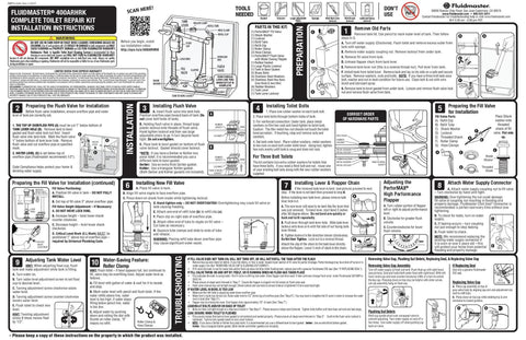 Installation instructions for PerforMAX Universal Toilet Repair Kit For 2-Inch Flush Valves with detailed step-by-step guide.