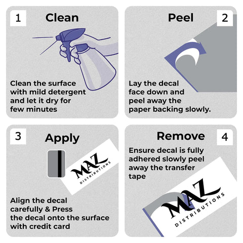 Instruction steps for applying Smile It Looks Good On You Mirror Sticker Vinyl Glass Decals Waterproof Mirror Inspirational Stickers