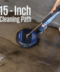 15 Inch Surface Cleaner Attachment For Pressure Washers Up To 3400 Max PSI With 1/4 Inch Quick Connect in action on concrete