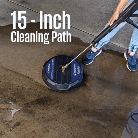 15 Inch Surface Cleaner Attachment For Pressure Washers Up To 3400 Max PSI With 1/4 Inch Quick Connect in action on concrete