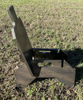 Beefy Three Eighths Inch Hardened Steel Shooting Target 7x12 IDPA Size With Metal Ground Stand on grass