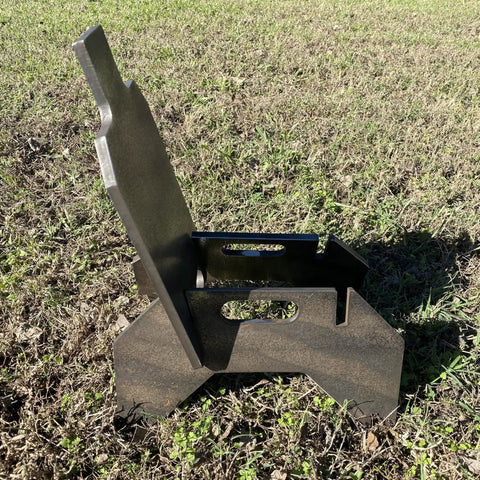 Beefy Three Eighths Inch Hardened Steel Shooting Target 7x12 IDPA Size With Metal Ground Stand on grass