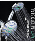 3-In-1 High-Pressure Shower Head With 48 Modes, 7-Inch Chrome Finish, Anti-Clog Microban Jets spraying water