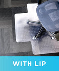 Clear Office Chair Mat For Low Pile Carpet With Lip 20 By 10 Lip 36 By 48 Inches Smooth Top Surface Cleated Backing Grips Carpet