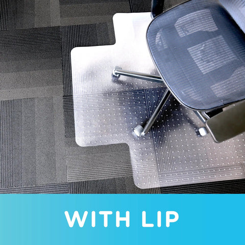 Clear Office Chair Mat For Low Pile Carpet With Lip 20 By 10 Lip 36 By 48 Inches Smooth Top Surface Cleated Backing Grips Carpet