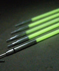 Close-up of hook ends on Glo Fish 15 Ft Glow In The Dark Fiberglass Fish Sticks Kit With Interlocking 3 Ft Segments, white rods aligned.
