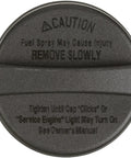 Top view of an OE Style Fuel Tank Cap Replacement For Cars And Trucks, Durable Gas Cap, 2.78 Inch Shell, standard fit, black.