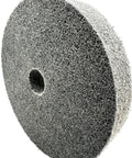 Boss Grade 6 Inch Nylon Fiber Deburring Wheel With 180 Grit Silicon Carbide, showing textured surface for metal polishing.