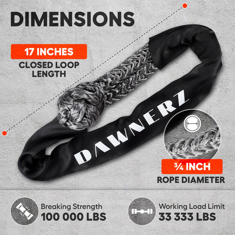 Heavy Duty Soft Shackle 100000 Lb UHMWPE Recovery Connector With Three Quarter Inch Body And Chafe Sleeve for Off Road Use
