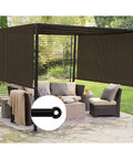 Outdoor setup with brown Pergola Canopy Replacement Cover Shade Cloth With Grommets And Weighted Rods for backyard patio, 10x16 ft