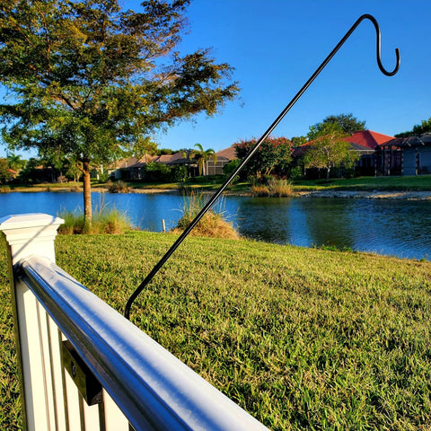 32 Inch One Piece Pole Extension Kit With Movable Hook For Hanging Bird Feeders, Flower Baskets, Chimes And More Away From Deck Railings