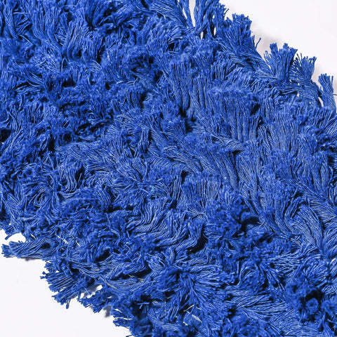 Heavy Duty Commercial Dust Mop Replacement Head Built Like A Tank With Dense Cotton Nylon Strands Runs Slick On Any Surface Industrial Janitorial Refill Universal 60 Inch Frame Takes Care Of Business Blue close-up of dense cotton nylon fibers