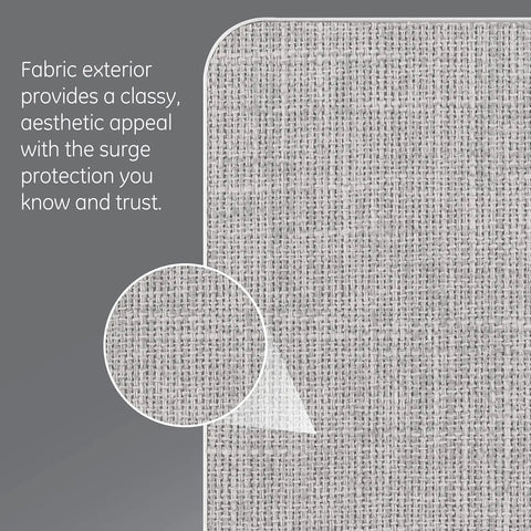 Close-up of fabric texture on Five Outlet Extender With USB Ports Twin Pack Surge Protector 560 Joules Side Access.