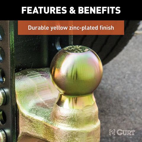 Beefy Dual Ball Adjustable Channel Mount For 2-1/2 Inch Receiver Hitches, 20,000 Lb Capacity with yellow zinc-plated ball