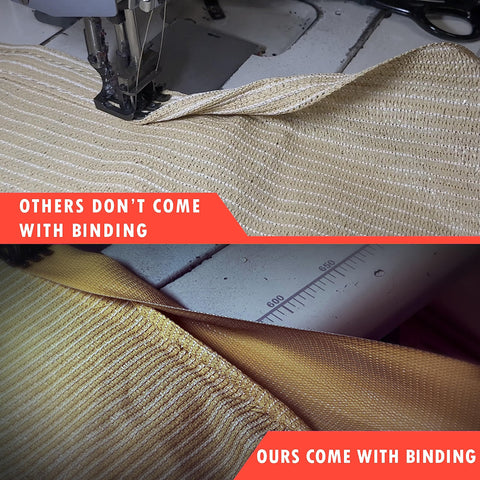 Close-up of stitching on Beige Pergola Sun Shade Canopy Replacement Cover 10 Ft By 18 Ft UPF50 Commercial Grade 260 GSM Cloth