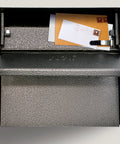 7164 Metro Bronze High Capacity Wall Mounted Locking Mailbox with Anti Pry Latch, open view with mail inside