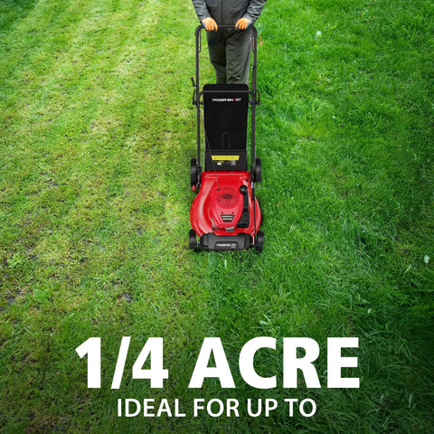 2-In-1 Push Lawn Mower With 144cc OHV Engine For Mulching And Bagging, Lightweight With High Wheels, Easy Assembly, 6 Cutting Heights, Powerful Yet Easy To Maneuver For Small To Medium Yards, Mow Like A Boss, red push mower on grass