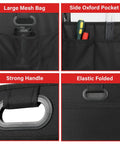 Trunk Organizer For Car SUV And Truck Collapsible Road Trip Ready Storage Box 50L Capacity Waterproof 600D Oxford Polyester showing mesh bag, Oxford pocket, handle, elastic fold