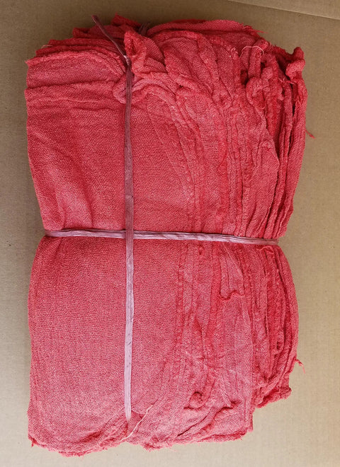 100 New Shop Rags And Industrial Cleaning Towels 14x14 Red For Auto Shops And Body Shops, cotton, bundled view